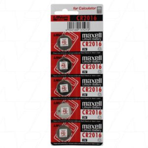 Maxell CR2016 Button Lithium Manganese Battery 5Pack