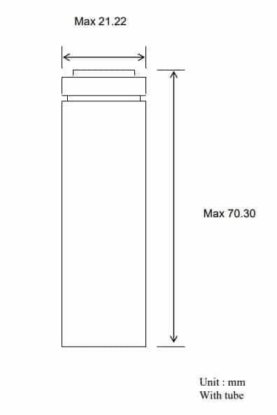 INR21700-40T SAMSUNG Li-Ion Dimensions