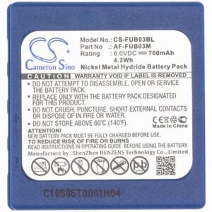 HBC FUB 3A Barcode Data Terminal Battery 6V 700mAh Nickel Metal Hydride FUB03BL