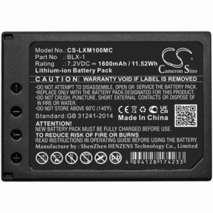 Olympus OM SYSTEM OM-1 Camera Battery 7.2V 1600mAh Li-ion LXM100MC