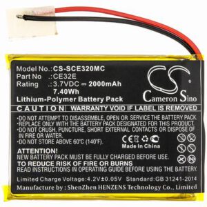 Safety Vision Prima Facie Camera Battery 3.7V 2000mAh Li-Poly SCE320MC