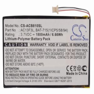 Acer Iconia Tab A1 Laptop Notebook Battery 3.7V 1800mAh Li-Polymer ACB810SL