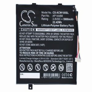 Acer A3-A20FHD Tablet Battery 3.8V 5900mAh Li-Polymer ACW100SL