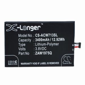 Acer A1-713 Tablet Battery 3.8V 3400mAh Li-Polymer ACW713SL