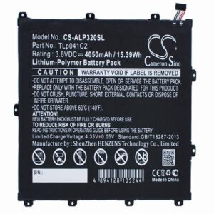 Alcatel One Touch Hero 8 Tablet Battery 3.8V 4050mAh Li-Polymer ALP320SL