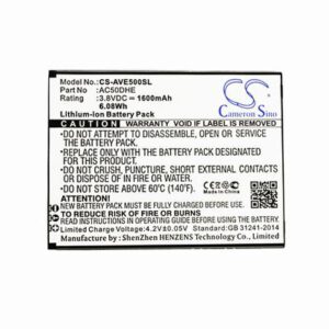 Archos 50d Helium Mobile SmartPhone Battery 3.8V 1600mAh Li-ion AVE500SL