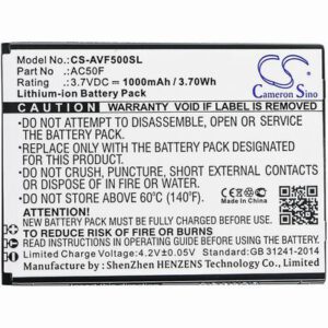Archos 50F NEON Mobile SmartPhone Battery 3.7V 1000mAh Li-ion AVF500SL