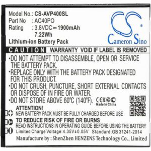 Archos 40 Power Mobile SmartPhone Battery 3.8V 1900mAh Li-ion AVP400SL