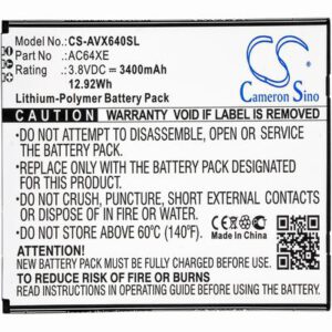 Archos 64 Xenon Mobile SmartPhone Battery 3.8V 3400mAh Li-Poly AVX640SL