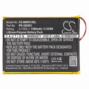 Barnes & Noble BNRV510 E-book E-reader Battery 3.7V 1500mAh Li-Poly BNR510SL