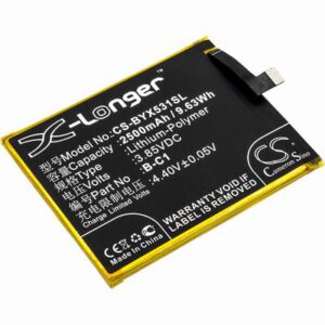 VIVO Y53 Mobile SmartPhone Battery 3.85V 2500mAh Li-Poly BYX531SL