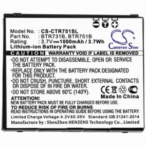 Casio C731 Mobile SmartPhone Battery 3.7V 1000mAh Li-ion CTR751SL