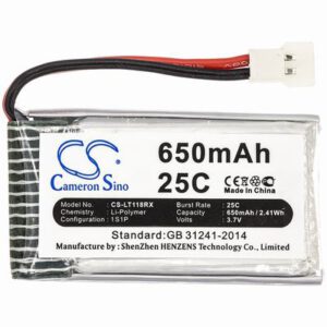 Cheerson CX-30W Drones Battery 3.7V 650mAh Li-Poly LT118RX