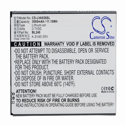 Lenovo A936 Mobile Phone Battery 3.7V 3000mAh Li-Polymer LVA936SL