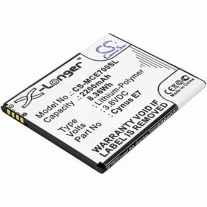 Mobistel Cynus E7 Mobile SmartPhone Battery 3.8V 2200mAh Li-Poly MCE700SL