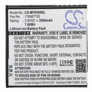 SFR Startrail 5 Mobile SmartPhone Battery 3.8V 2000mAh Li-ion MFR500SL