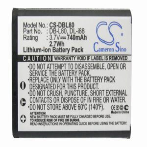 Sanyo Xacti VPC-CG10GX Digital Camera Video Battery 3.7V 740mAh Li-Ion DBL80