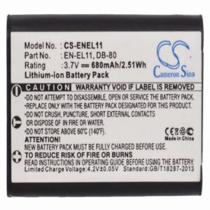 Ricoh R50 Digital Camera Video Battery 3.7V 680mAh Li-Ion ENEL11