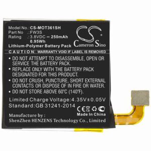 Motorola Moto 360 2nd Smartwatch Battery 3.8V 250mAh Li-Poly MOT361SH