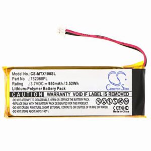 Midland BTFM Wireless Headset Battery 3.7V 950mAh Li-Poly MTX100SL