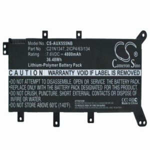 Asus X555 Laptop Notebook Battery 7.6V 4800mAh Li-Polymer AUX555NB
