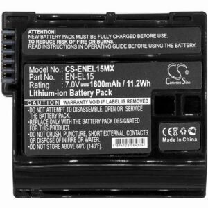 Nikon 1 V1 Digital Camera Video Battery 7V 1600mAh Li-Ion ENEL15MX