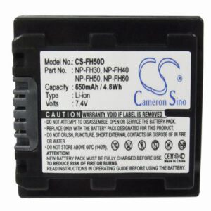 Sony DCR-HC20 Digital Camera Video Battery 7.4V 650mAh Li-Ion FH50D