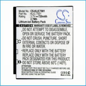 Kodak EasyShare V550 Digital Camera Video Battery 3.7V 720mAh Li-Ion KLIC7001