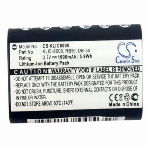 Kodak EasyShare Z612 Digital Camera Video Battery 3.7V 1600mAh Li-Ion KLIC8000