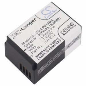 Canon EOS 100D Digital Camera Video Battery 7.4V 820mAh Li-Ion LPE12MX