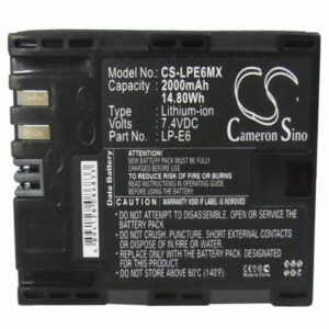 Canon 5D Mark III Digital Camera Video Battery 7.4V 2000mAh Li-Ion LPE6MX