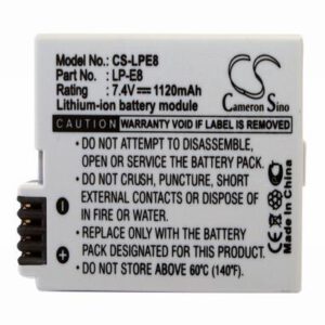 Canon EF-S Digital Camera Video Battery 7.4V 1120mAh Li-Ion LPE8