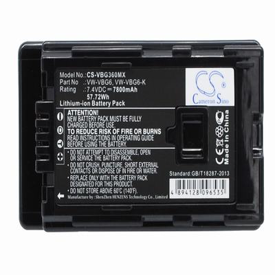 Panasonic AG-AC130 Digital Camera Video Battery 7.4V 7800mAh Li-Ion VBG360MX