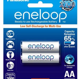 1.2V Eneloop AA NiMH RTU Rechargable BK-3MCCE/2BA Panasonic Battery, 2 Pack