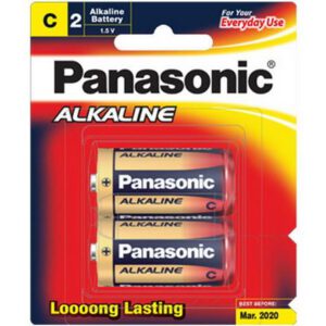 1.5V C Size Panasonic Alkaline LR14T/2B Battery, 2 Pack