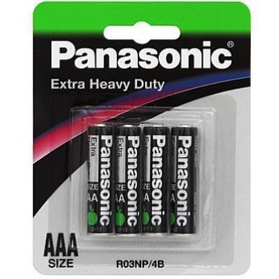 1.5V AAA Panasonic Carbon Zinc Extra Heavy Duty R03NP/4B Battery, 4 Pack