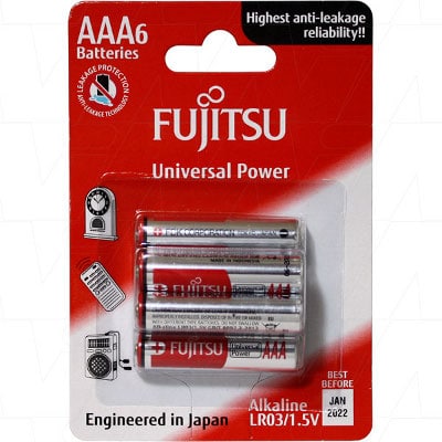 Fujitsu LR03 AAA Alkaline Battery 6Pack LR03(6B)FU