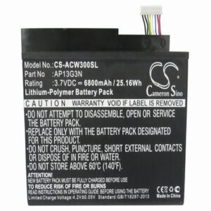 Acer Iconia Tab W3 Tablet Battery 3.7V 6800mAh Li-Polymer ACW300SL