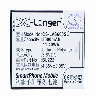 Lenovo S660 Mobile Phone Battery 3.8V 3000mAh Li-Polymer LVS660SL
