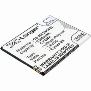 Mobistel Cynus E6 Mobile SmartPhone Battery 3.8V 2300mAh Li-Poly MCE600SL