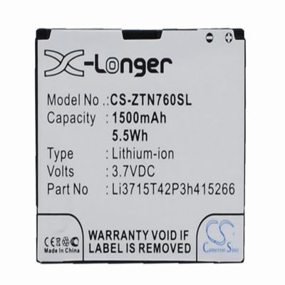 ZTE N760 Mobile Phone Battery 3.7V 1500mAh Li-ion ZTN760SL