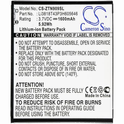 ZTE N909 Mobile Phone Battery 3.7V 1600mAh Li-ion ZTN909SL
