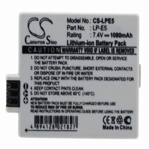Canon EOS 1000D Digital Camera Video Battery 7.4V 1080mAh Li-Ion LPE5